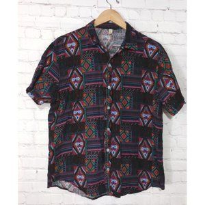 Tian Mei Shirt Adult XL Colorful Short Sleeve Button Up Shirt